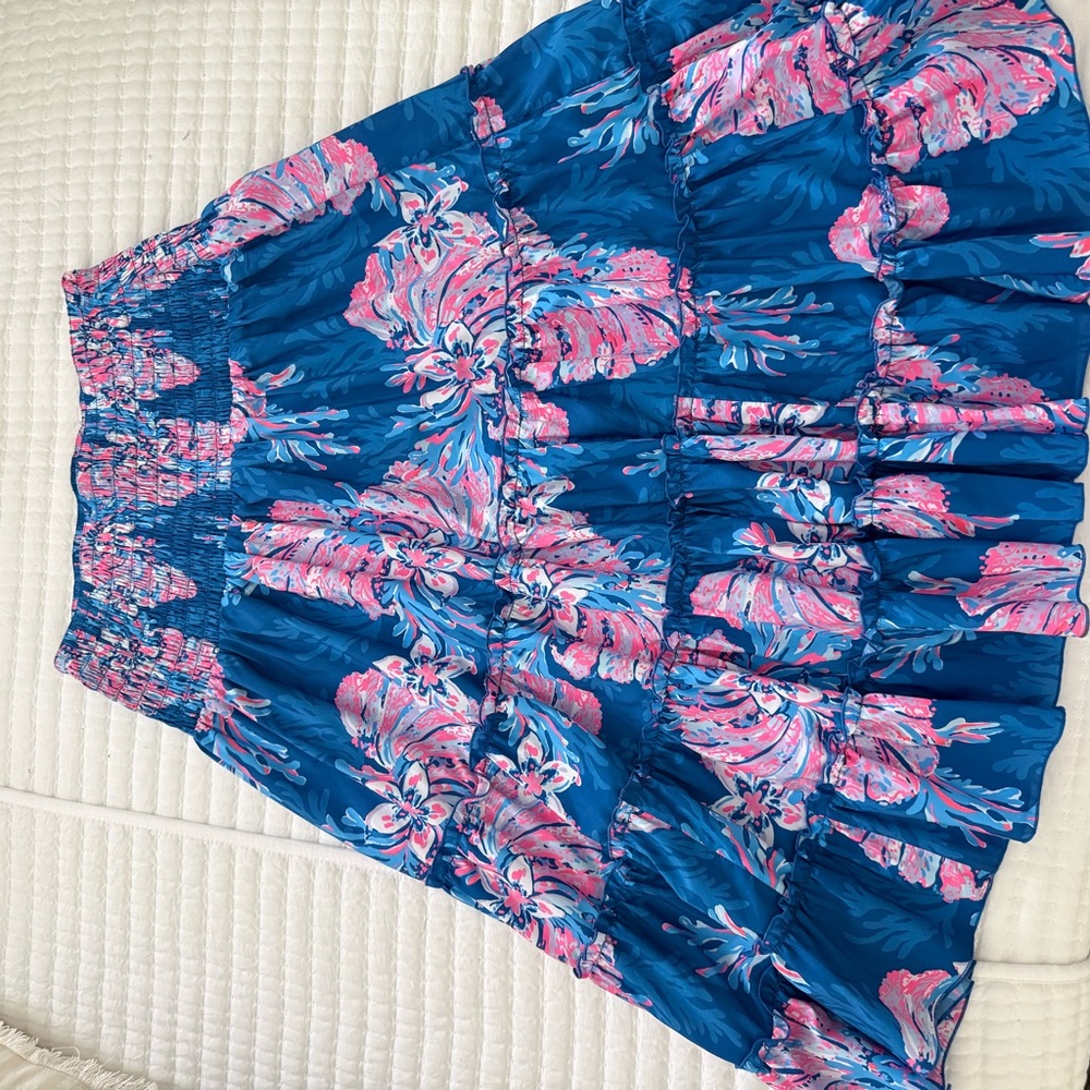 Lilly Pulitzer Floral tiered Blue and Pink Maxi Skirt